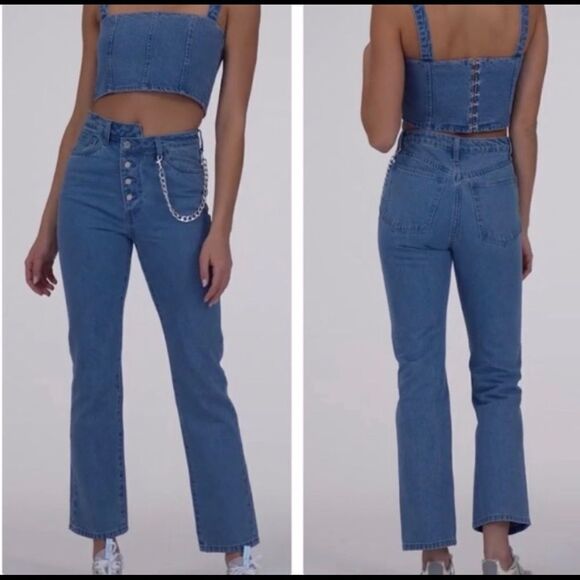 NWT WeWoreWhat Crossover Straight Leg Jean Size 27 - Picture 2 of 6